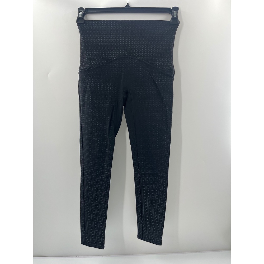 Spanx Black Iridescent Metallic Dot High Waisted Leggings Womens Medium M